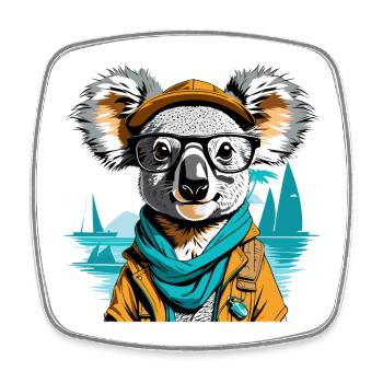 Expeditions-Koala am Meer - Illustration - Viereckiger Kühlschrankmagnet - Weiß - Vorne