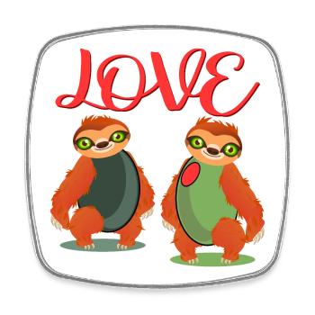 LOVE SLOTH OLIVES COSTUMES FOR COUPLES - Square fridge magnet - white - Front
