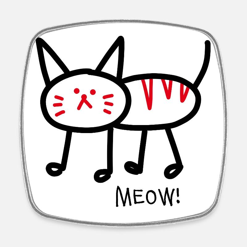 Meow! white - Square fridge magnet - white