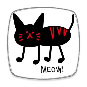 meow! schwarz - Viereckiger Kühlschrankmagnet - Weiß - Vorne