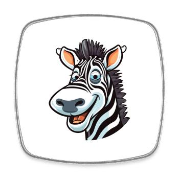 Zebra Cartoon Kawaii Watercolor Illustration - Square fridge magnet - white - Front