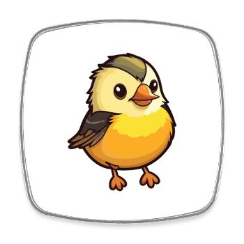 Meise Vogel Karikatur Kawaii Aquarell Illustration - Viereckiger Kühlschrankmagnet - Weiß - Vorne