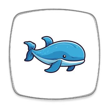 Blue Whale Cartoon Kawaii Watercolor Illustration - Square fridge magnet - white - Front