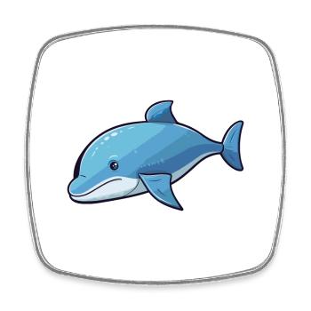 Blue Whale Cartoon Kawaii Watercolor Illustration - Square fridge magnet - white - Front