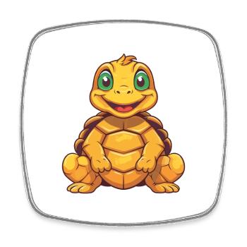 Schildkrötenkarikatur Kawaii Aquarellillustration - Viereckiger Kühlschrankmagnet - Weiß - Vorne