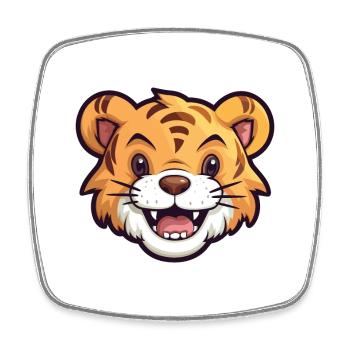 Tiger Cartoon Kawaii Watercolor Illustration - Square fridge magnet - white - Front