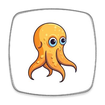 Bottletail Squid Cartoon Kawaii Illustration - Square fridge magnet - white - Front