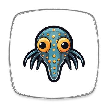 Bobtail Squid Cartoon Kawaii Colorful Illustration - Square fridge magnet - white - Front