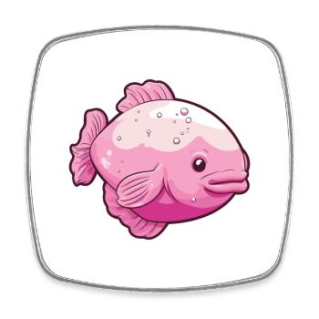 Blobfish Cartoon Kawaii Watercolor Illustration - Square fridge magnet - white - Front