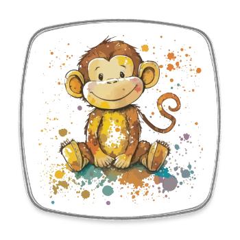 Illustration à l’aquarelle de singe ludique - Magnet carré - blanc - Devant