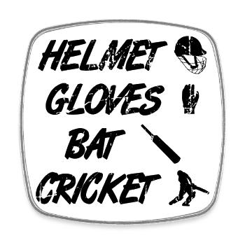Helm Handschuhe Schläger Cricket - Viereckiger Kühlschrankmagnet - Weiß - Vorne