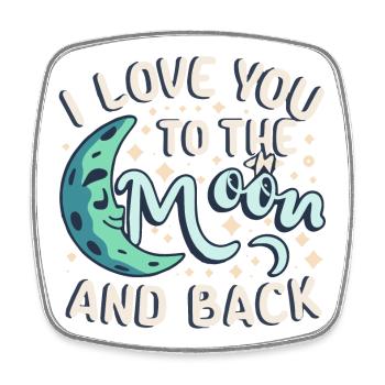 Zum Mond und zurück - Ewige Liebe - Viereckiger Kühlschrankmagnet - Weiß - Vorne