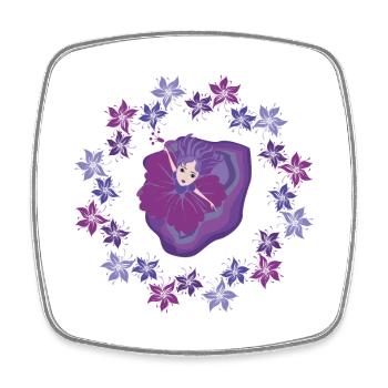 Fantasy Dancer with Lavender Flower - Square fridge magnet - white - Front