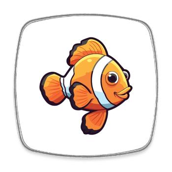Clownfisch-Karikatur-Kawaii-Aquarellillustration - Viereckiger Kühlschrankmagnet - Weiß - Vorne