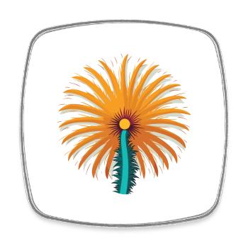 Feather Star Cartoon Kawaii Colorful Illustration - Square fridge magnet - white - Front