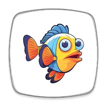 Clown Tang Cartoon Kawaii Aquarelle Illustration - Magnet carré - blanc - Devant