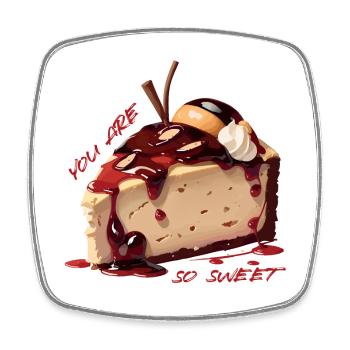 Gâteau sucré - Magnet carré - blanc - Devant
