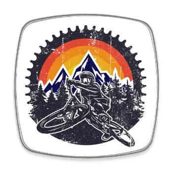 Sunset Peaks MTB Dash - Viereckiger Kühlschrankmagnet - Weiß - Vorne