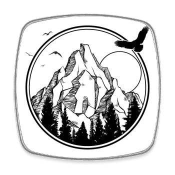 Mitternachtsvogel-Silhouette - Viereckiger Kühlschrankmagnet - Weiß - Vorne