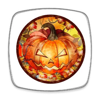 Halloween Kürbis im herbstlichen Ambiente - Viereckiger Kühlschrankmagnet - Weiß - Vorne