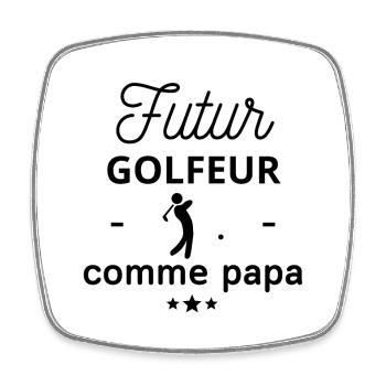 Futur golfeur comme papa, cadeau de naissance - Magnet carré - blanc - Devant