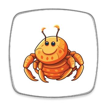 Hermit Crab Cartoon Kawaii Aquarelle Illustration - Magnet carré - blanc - Devant