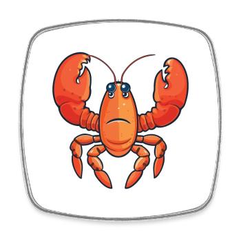 Dessin animé de homard Kawaii Aquarelle Illustration - Magnet carré - blanc - Devant