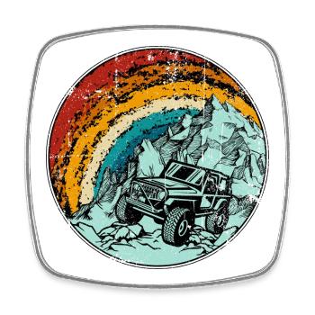 Jeep Trail unter den Rainbow Peaks - Viereckiger Kühlschrankmagnet - Weiß - Vorne