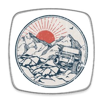 Sunrise Summit Geländejeep - Viereckiger Kühlschrankmagnet - Weiß - Vorne