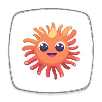 Sea Anemone Cartoon Kawaii Watercolor Illustration - Square fridge magnet - white - Front