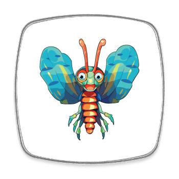 Peacock Mantis Shrimp Cartoon Kawaii Illustration - Magnet carré - blanc - Devant