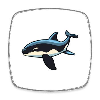 Orca Cartoon Kawaii Watercolor Illustration - Square fridge magnet - white - Front