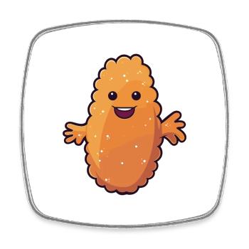 Dessin animé de concombre de mer Kawaii Illustration colorée - Magnet carré - blanc - Devant
