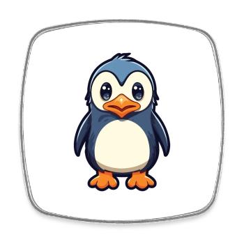 Pinguin-Karikatur-Kawaii-Aquarell-Illustration - Viereckiger Kühlschrankmagnet - Weiß - Vorne