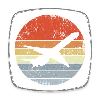 Vintage Airplane Sketch - Square fridge magnet - white - Front