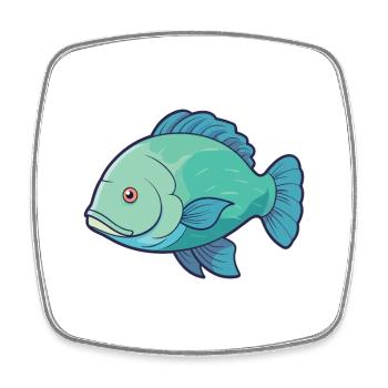 Napoleon Lippfisch Cartoon Kawaii Illustration - Viereckiger Kühlschrankmagnet - Weiß - Vorne