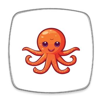 Oktopus-Karikatur-Kawaii-Aquarellillustration - Viereckiger Kühlschrankmagnet - Weiß - Vorne