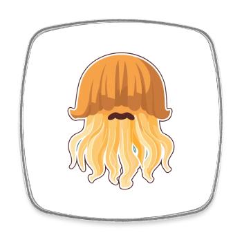 Lions crinière méduse dessin animé kawaii illustration - Magnet carré - blanc - Devant