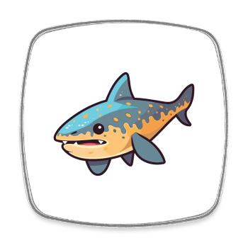 Leopard Shark Sea Cartoon Kawaii Illustration - Square fridge magnet - white - Front