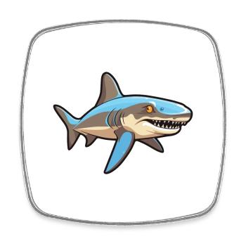 Hammerhead Shark Cartoon Kawaii Illustration - Square fridge magnet - white - Front
