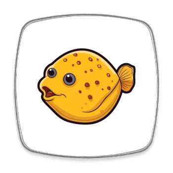 Flunderkarikatur Kawaii Aquarellillustration - Viereckiger Kühlschrankmagnet - Weiß - Vorne