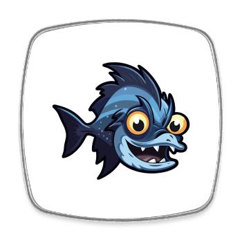 Deep Sea Hatchetfish Cartoon Kawaii Illustration - Magnet carré - blanc - Devant