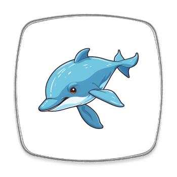 Mignon drôle dauphin dessin animé kawaii illustration - Magnet carré - blanc - Devant