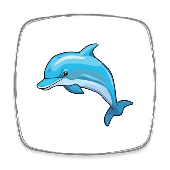 Dolphin Cartoon Kawaii Watercolor Illustration - Square fridge magnet - white - Front