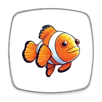 Clownfish Cartoon Kawaii Aquarelle Illustration - Magnet carré - blanc - Devant