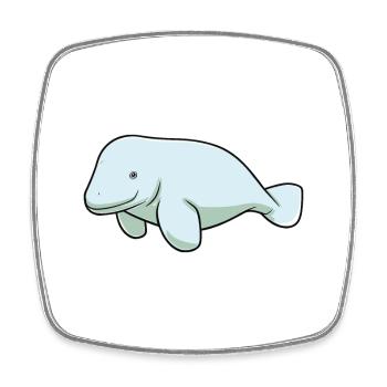 Dugong-Karikatur-Kawaii-Aquarell-Illustration - Viereckiger Kühlschrankmagnet - Weiß - Vorne