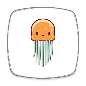 Comb Jelly Cartoon Kawaii Watercolor Illustration - Square fridge magnet - white - Front