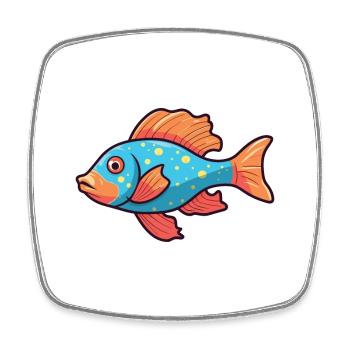 Coral Reef Fish Cartoon Kawaii Illustration - Square fridge magnet - white - Front