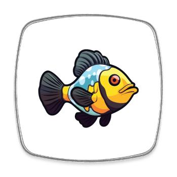 Clown Triggerfish Cartoon Kawaii Illustration - Square fridge magnet - white - Front