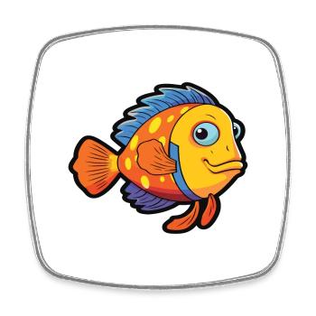 Clown-Lippfisch-Karikatur Kawaii Bunte Illustration - Viereckiger Kühlschrankmagnet - Weiß - Vorne